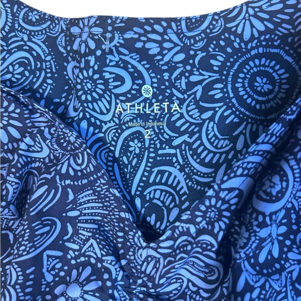 ATHLETA Nearly "Knotical" Nautical Paisley Dress 2 Navy Blue NWOT - Picture 4 of 10